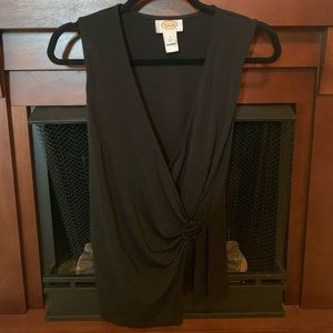 TALBOTS Black Tank w/Black Rhinestone Gathering